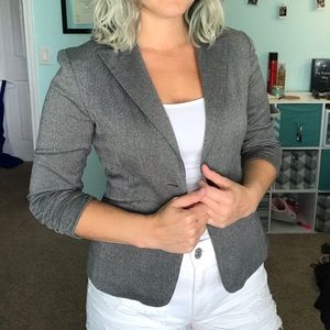 Grey 3/4 Ruched Sleeve Blazer